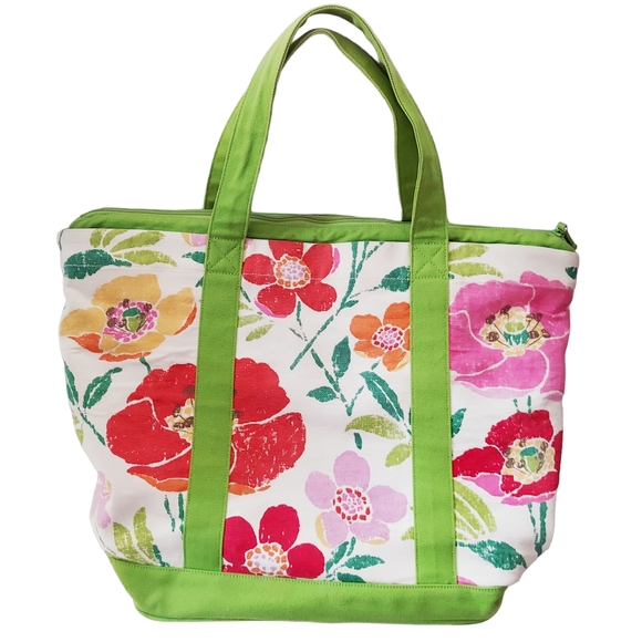Pottery Barn | Bags | Pottery Barn Large Floral Linencotton Tote Bag ...